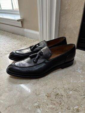 Antonio Maurizi Men’s Leather Tassel Loafer in Black, Size 43/US 10